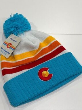 YoColorado Adult Fader Beanie Winter Hat Colorado White Blue NWT Soft Acrylic